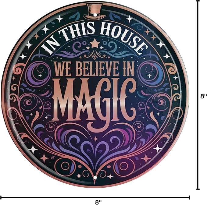 CSWLJS Vintage Metal Tin Sign “In This House We Believe in Magic” – 8×12″ Wall Decor for Home, Bedroom, Kitchen, Gift