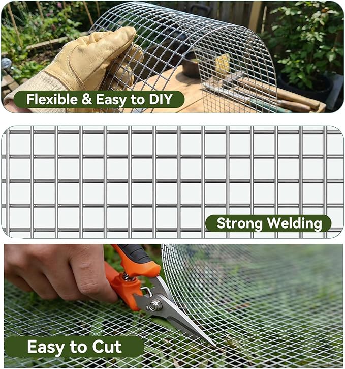 AMAGABELI GARDEN & HOME Hardware Cloth Chicken Wire Fence 1/2 inch 15.7in x 10ft Galvanized Welded Cage Wire for Bird Wire Gopher Wire Rabbit Wire Snake Fence Poultry Netting Cage Screen