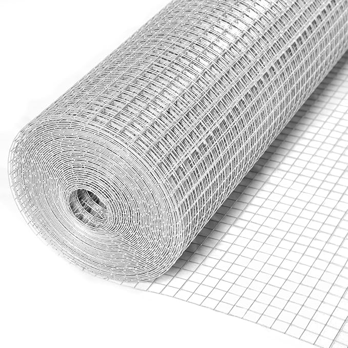 Hardware Cloth 1/2 Inch 19 Gauge Double-Layer Hot-Dip Galvanizing After Welding Chicken Wire Fence Roll -Welded Wire Mesh for Poultry Netting, Garden Fencing, Tree Guard Rolls and Animal Enclosures