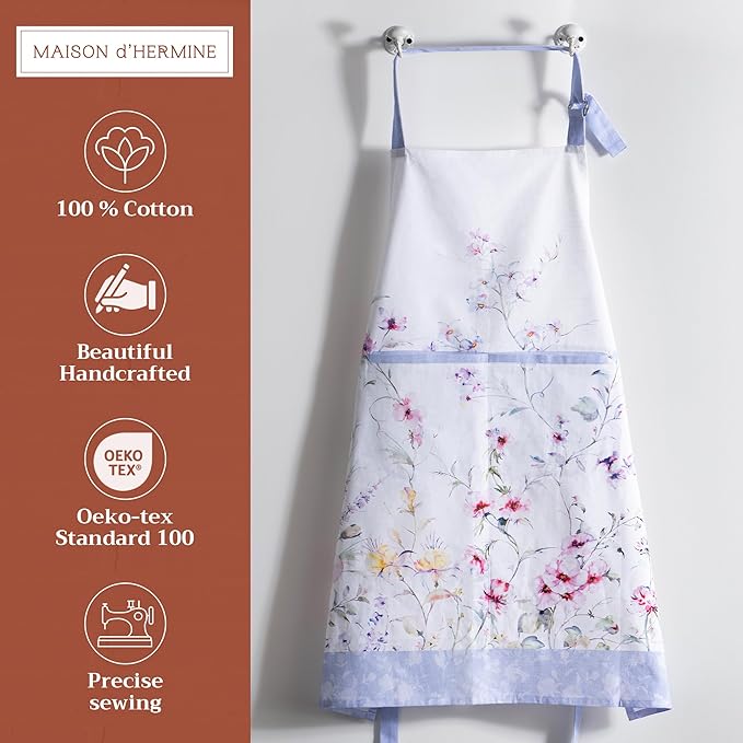Maison d' Hermine 100% Cotton Apron for women with Pocket Kitchen Chef Apron for Men Cooking Easter Decorations