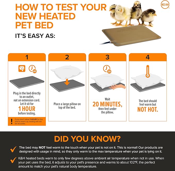 K&H Pet Products Thermo-Peep Chicken Heating Pad for Brooders and Chicken Coops, Warming Heat Plate for Chicks and Ducklings, Safety Listed Poultry Heat Lamp Alternative - Petite 12 X 9in, Tan 20W