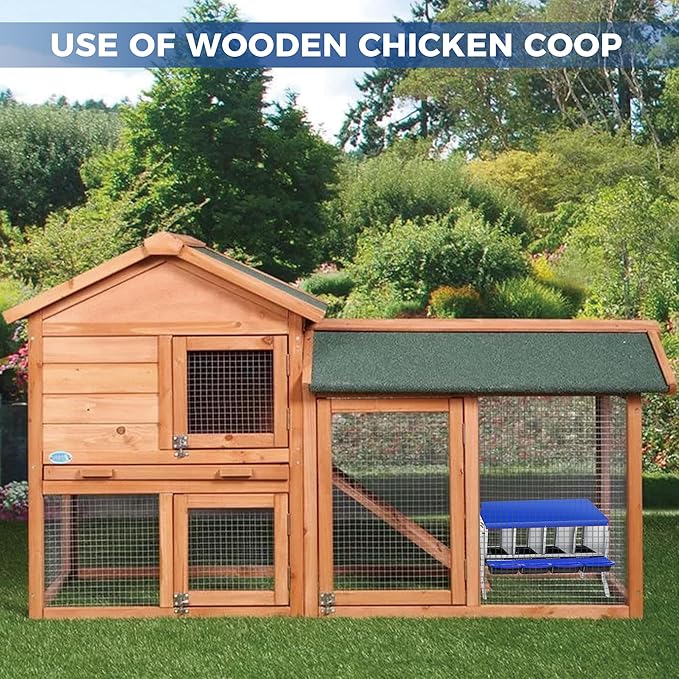 Chicken Nesting Box, 4-Hole Wall Mount Metal Chicken Nesting Box with Rollout Egg Collection & Easy-Clean Pull Out Tray, Roll Away Hen Roosting Boxes