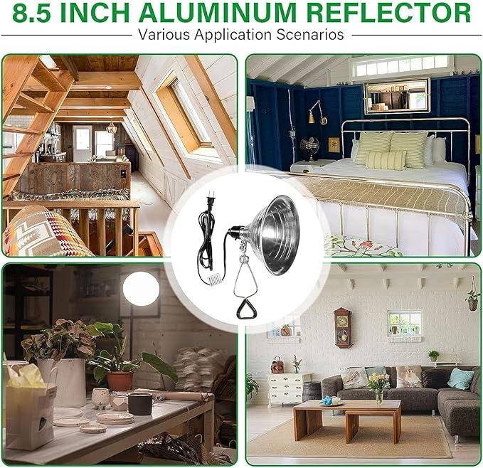 Simple Deluxe 8.5 Inch Adjustable Clamp Lamp Light Socket with Aluminum Reflector, Suit for Max 150 Watt Lamp (No Bulb Included), 6ft 18/2 SPT Cord, 2-Pack