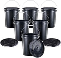 United Solutions 5-Gallon Heavy-Duty Buckets with Snap-On Lids, 6-Pack – BPA-Free, Food-Grade Plastic, Multi-Purpose Storage for Home, DIY, and Job Sites – Black