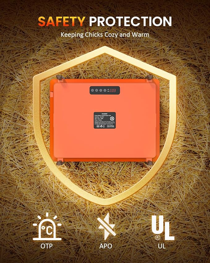 Brooder Plate for Chicks, 12" x 16" Heat Plate for Chicks for 20 Chick, 75 Watts Chicken Coop Heater with Adjustable Temp Timer & Height & Angle, IPX4 Waterproof, UL-Certified