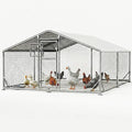 10x13FT Metal Chicken Coop, Dutch Door Chicken Run with Waterproof Cover and Hardware Cloth, Walk in Chicken Coop for Hen House, Duck Coop and Rabbit Run