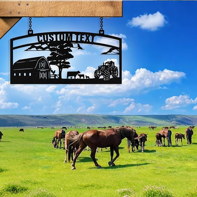 Personalized Metal Farm Signs, Custom Ranch Sign, Customized Farm Metal Signs Outdoor, Custom Large Hanging Family Name Sign for Farms, Ranch, Barn, Farmhouse
