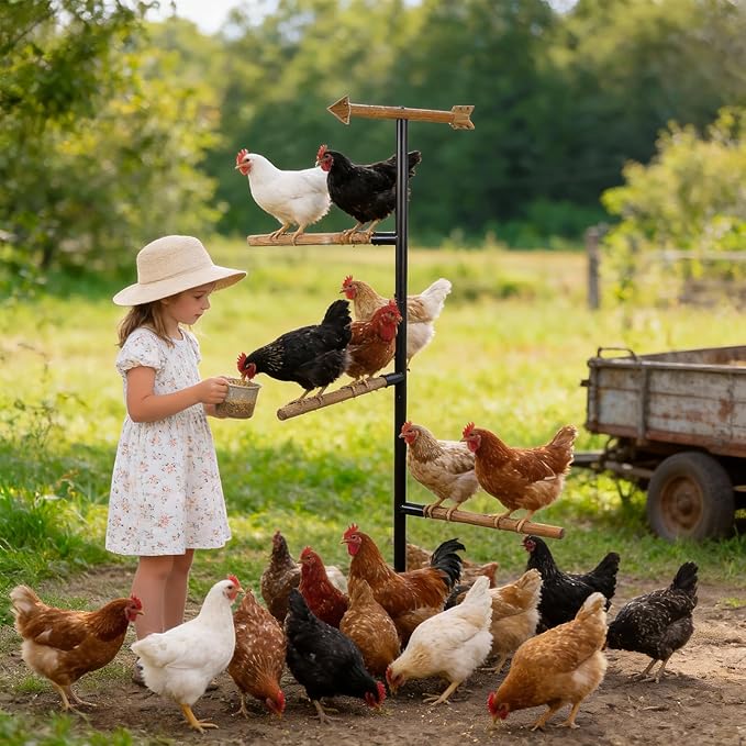 58 Inch Chicken Perch - Sturdy and Stable Roosting Bars for Chickens, Multi-Functional Walk-in Run Toys, Safe, Durable Ideal for Poultry and Parrots