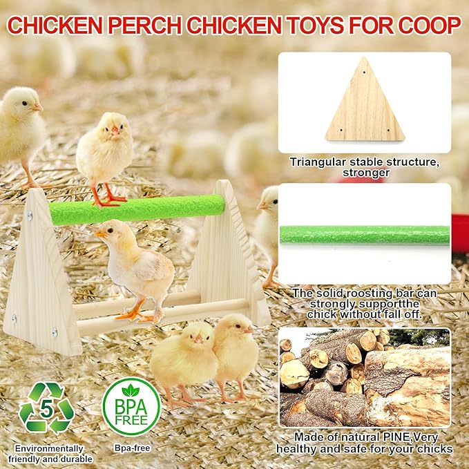 Chick Feeder and Waterer Kit with Chick Perch, Chicken Coop Heater,1L Chick Waterer, Flip Top Poultry Feeder, Chick Starter Kit for Chick Brooder, Baby Chicken Supplies for Baby Chick, Duck and Quail