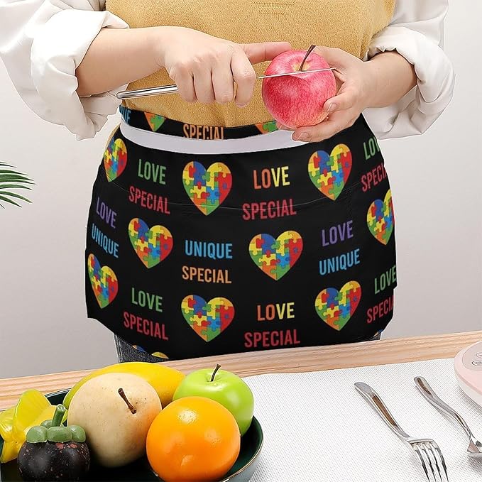 Half Apron with 3 Pockets Chef Cooking Kitchen Restaurant Aprons for Women Men