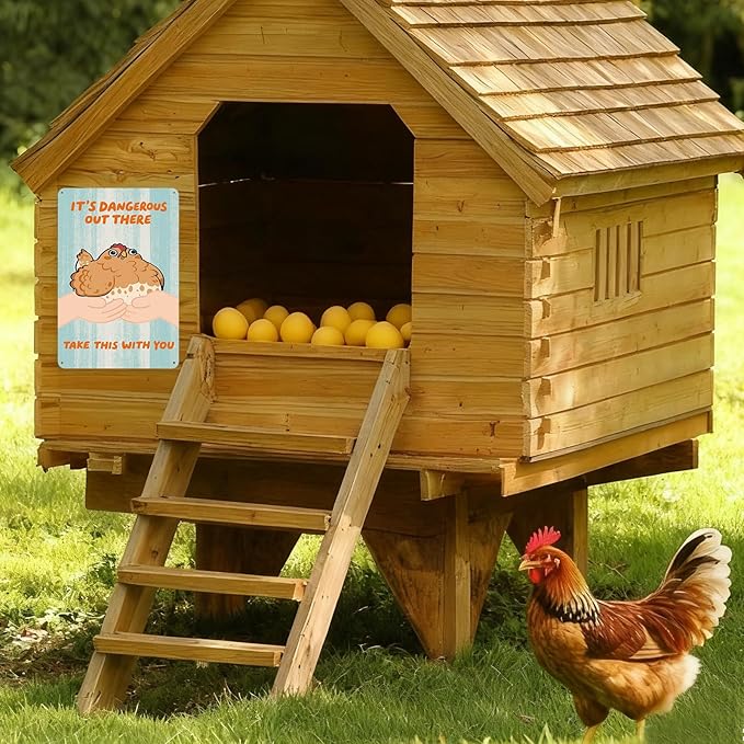 Funny Chicken Gifts For Chicken Lovers Farmhouse Outdoor Decor Hen House Rustic Farmhouse Wall Decor Cute Kitchen Decor For Yard Home 8×12 Metal Sign
