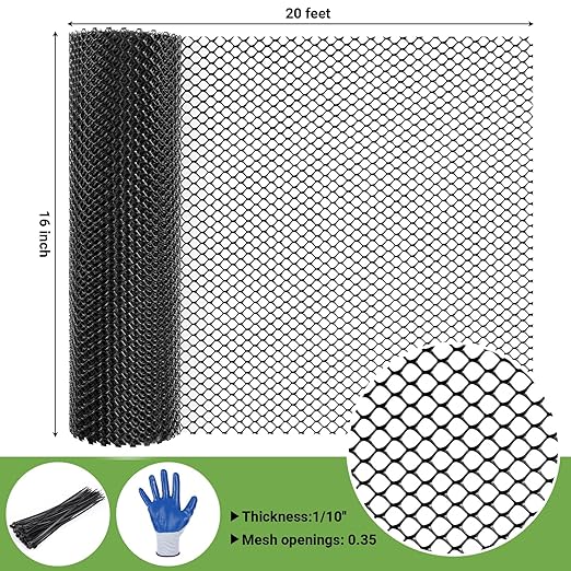 Mesh Tree Guard Trunk Protectors, Chicken Wire for Floral Arrangements, Tree Wraps to Protect Bark, Flexible Net Tree Guard 16 in x 20FT with 50 Zip Ties, Tree Bark Protector from Deer-Black