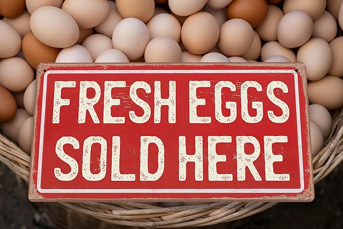Farm Fresh Eggs Sign Chicken Coop Signs Eggs for Sale Signs for Outside Farmers Market Decor Farm Stand Sign Fresh Eggs Sold Here Sign 6x12 Inches