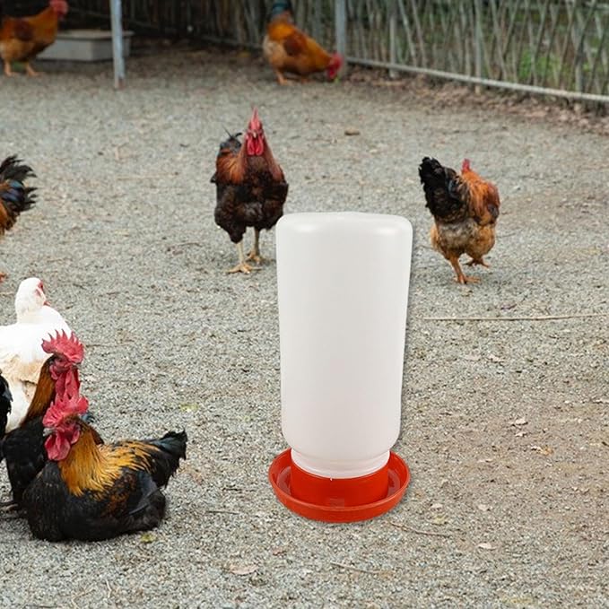 Chicken Feeder Waterer Supplies Chicken Coop Accessories Chicks Backyard Easy Use Portable Hen Pigeon Red Starter Kit, 1000 ml