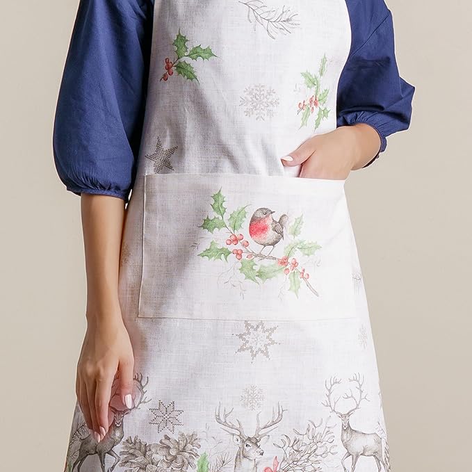 Maison d' Hermine 100% Cotton Apron for women with Pocket Kitchen Chef Apron for Men Cooking Easter Decorations