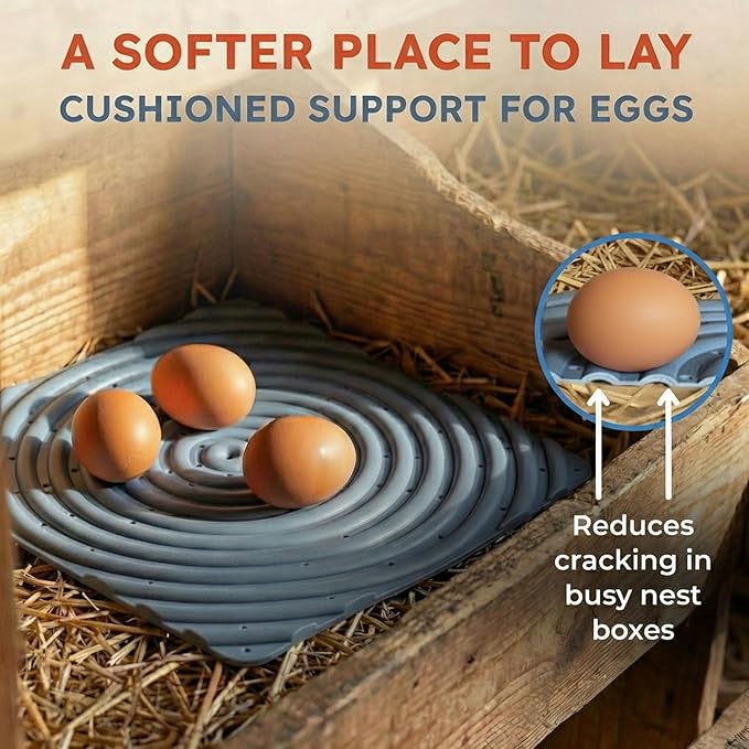 Lil'Clucker Washable Chicken Nesting Pads for Laying Eggs Nesting Pads for Chicken Coop Nesting Chickens Durable Chicken Bedding for Coop, Poultry Nest Box Pads for Chickens (Gray, 6-Pack)