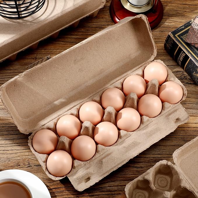 Sieral 100 Pcs Paper Egg Cartons Bulk for Chicken Eggs Blank Pulp Fiber Egg Tray Holder Reusable Empty Storage Containers for Farm Market Kitchen Camping Picnic DIY(12 Count)