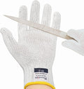 Dowellife Level 8 Reinforced Cut Resistant Gloves, Food Grade, Knife Safety Gloves for Meat Cutting, Oyster Shucking, Fish Fillet, Kitchen Slicing and Wood Carving, White, X-Large