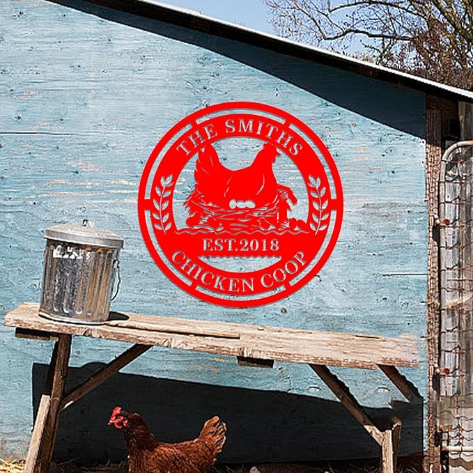 Personalized Metal Coop Sign, Custom Chicken Name Sign,Chicken Coop Decor,Chicken Coop Accessories, Personalized Chicken Coop Farm Sign,Funny Signs for Chicken Coops