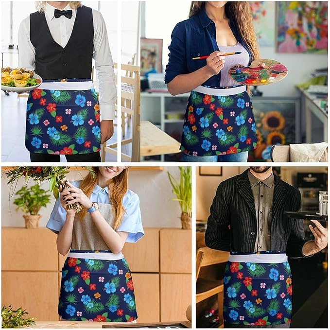 Short 3 Pockets Waist Waiter Waitress Half Apron Waterproof Chef Aprons