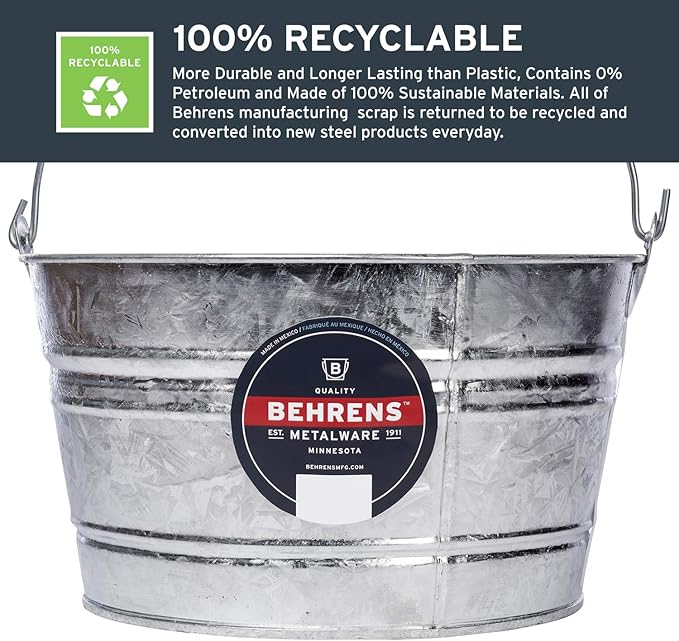 Behrens Hot-Dipped Galvanized Steel Utility Pail 4-1/4 Gallon