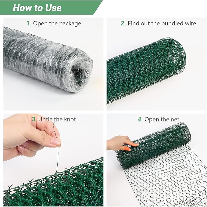 Chicken Wire for Floral Arrangements 13.78 x 236 Inch Lightweight Galvanised Hexagonal Floral Chicken Wire, Green Florist Wire for Garden Poultry Netting for Garden Protection with Wire Ties, Plier