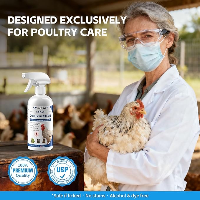 Chicken Wound Spray – Poultry Care & Healing Aid for Wounds, Pecking Injuries, Bumblefoot, Cuts & Burns – Skin Repair for Vent Prolapses – 300ml
