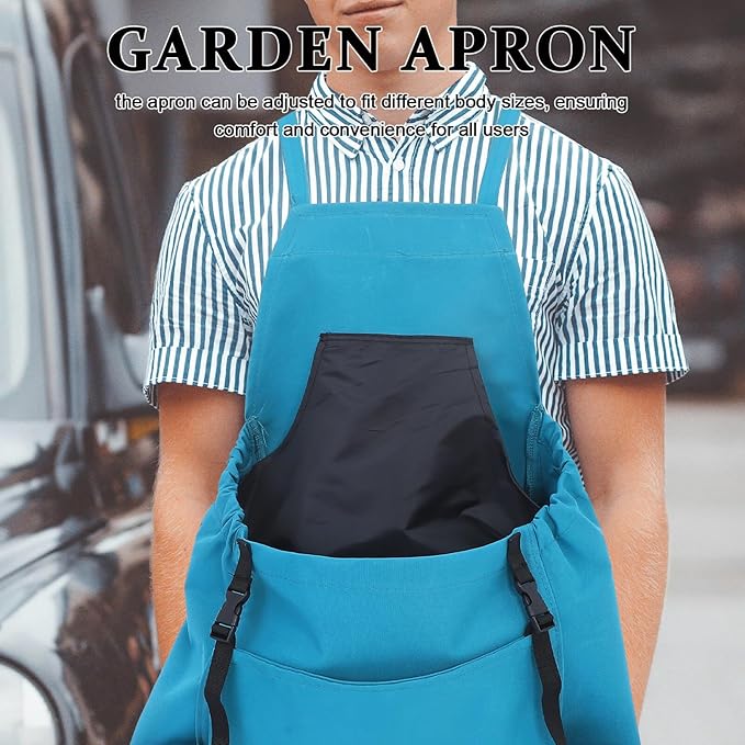 TOYANDONA Gardening Apron with Adjustable Quick Release Harvest Picking Pocket, Oxford Cloth Fruit and Vegetable Storage Pouch for Outdoor Garden Use, Green Egg Collecting Apron