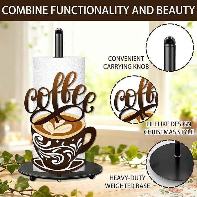 Coffee Paper Towel Holder, Coffee Decor for Countertop Cute Vintage Home Table, Housewarming Birthday Gifts for Cafe Lovers