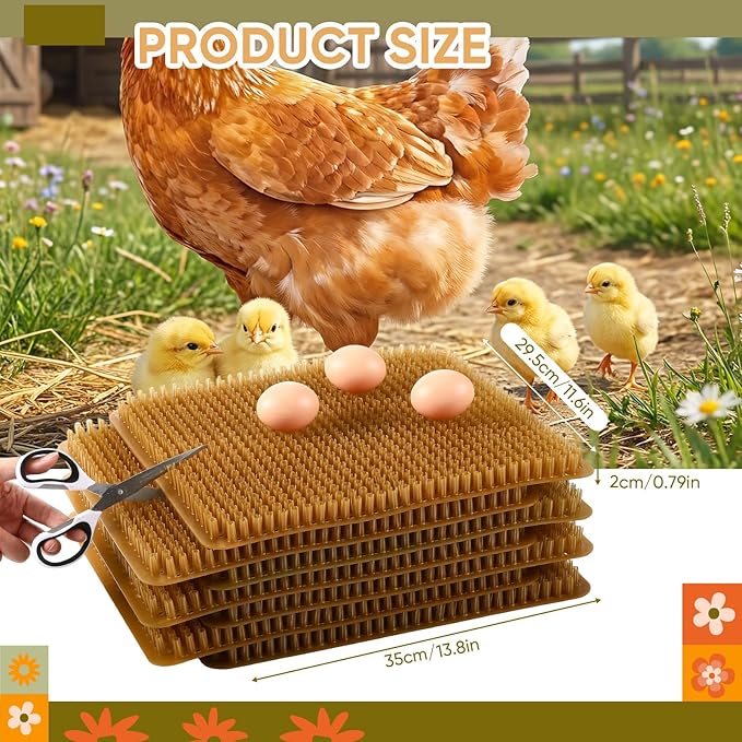 10 Pcs Chicken Nesting Pads Washable 13.8 * 11.6 Nesting Box Pads for Chickens Coop Artificial Grass Rug Accessories Plastic Grass Mat for Chicken Coop Accessories(Brown)