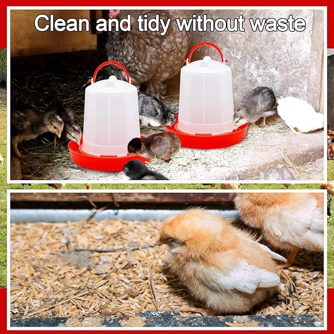 12 Pack Small Chicken Feeder and 1.5L Baby Chicken Waterer Set Bulk Chick Feeder Chick Drinker for Poultry Ducks Goose Quail Pigeons(Watering)