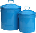 HIT 6515E B Enameled Galvanized Steel Storage Containers S/2, Blue