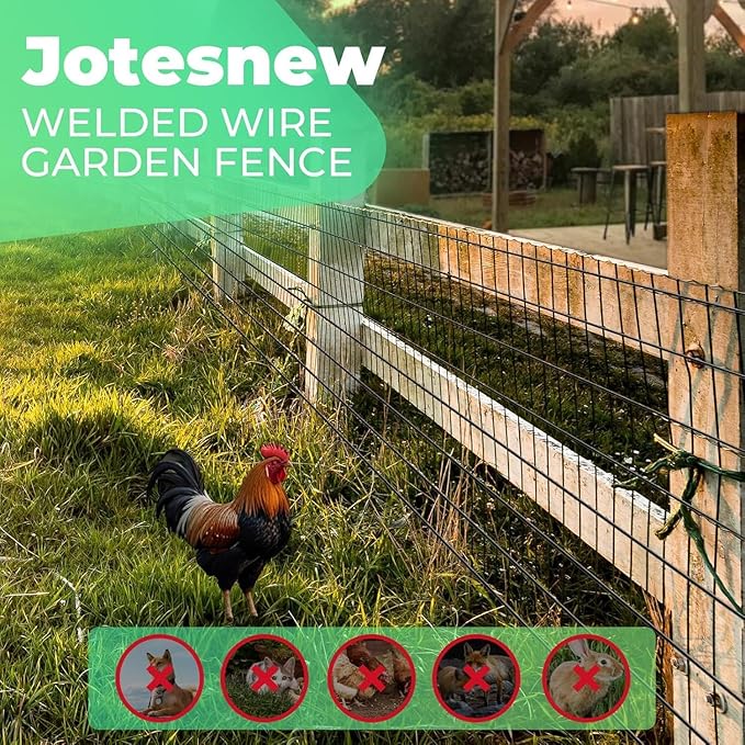 (36 in x 99 ft) Garden PVC Welded Wire Fence, Mesh Size 2 in x 3 in, 16-Gauge Welded Wire Fence, Poultry Protection Animal Fence, Includes Gloves and Pliers