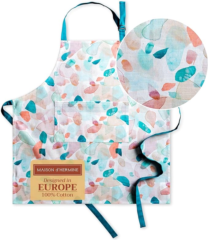 Maison d' Hermine 100% Cotton Apron for women with Pocket Kitchen Chef Apron for Men Cooking Easter Decorations