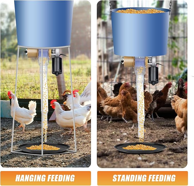 Timed Automatic Chicken Feeder 16 Groups of Timer & Quantitative Poultry Feeders Auto Gravity Food Dispenser Kit for Chicken Rooster Dog Duck Cat Bird Chicken Coop
