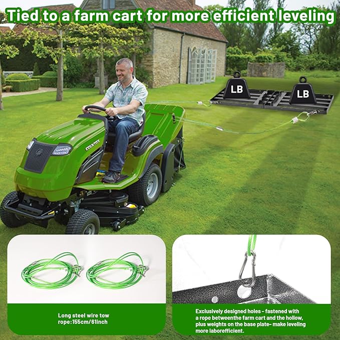 Lawn Leveling Rake 34"x10",Lawn Leveling Tool with 68" Long Adjustable Stainless Steel Handle for Leveling Soil,Grass,Sand or Dirt,Heavy Duty Lawn Leveler for Backyard,Garden,Golf Course,Farm,Pasture