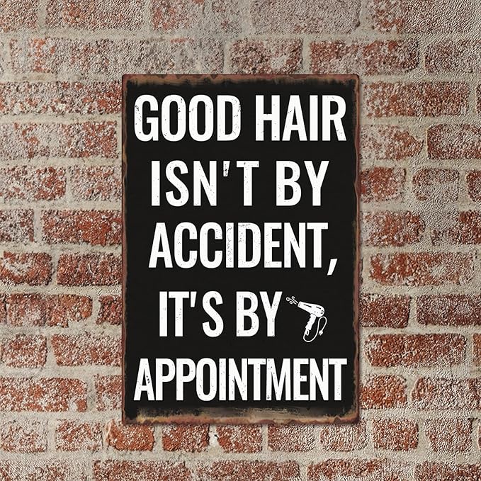Sanwarm Metal Sign 8X12 Inch, Hair Salon Make An Appointment Vintage Tin Sign Barbershop Wall Decor