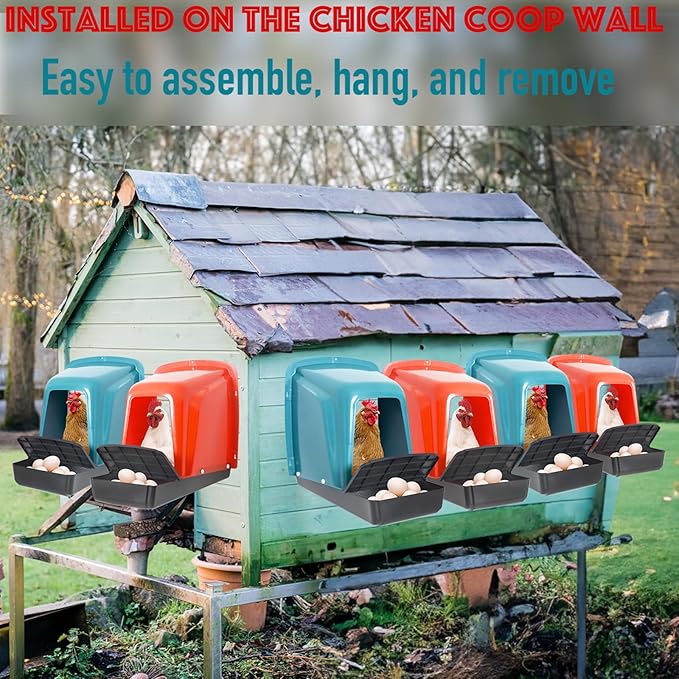 10-Pack Chicken Nesting Boxes with Perch, Roll-Out Laying Boxes for Hens,Egg Nesting Box for Chicken Coop, Large