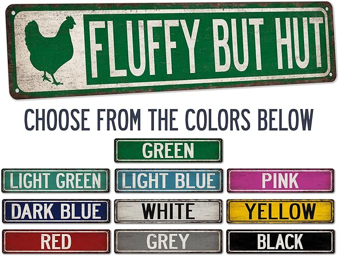Fluffy Butt Hut Chicken Coop Sign - Made In USA - Hen House Farmhouse Décor Wall Art Outdoor Garden Sign Kitchen Decor 104180017007