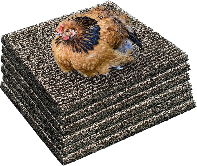 6 Pack Nesting Pads for Chicken Coop 12” x 12” Chicken Nesting Pads Washable Plastic Nesting Box Pads Chicken Coop Accessories for Chicken Hen Box Laying Eggs (Beige Brown)