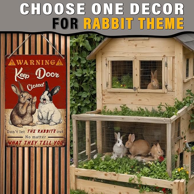 PEACHGARDEN Rabbit Vintage Metal Sign No Matter What the Rabbits Say Funny Wall Decor for Home Farmhouse Outdoor Yard Bar 8x12inch