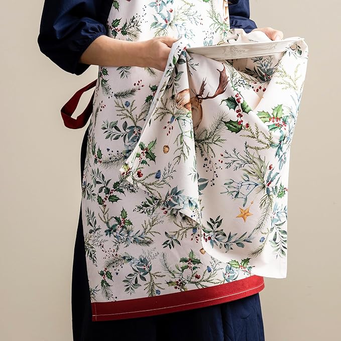 Maison d' Hermine 100% Cotton Apron for women with Pocket Kitchen Chef Apron for Men Cooking Easter Decorations