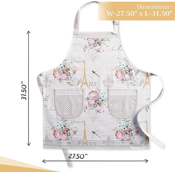 Maison d' Hermine 100% Cotton Apron for women with Pocket Kitchen Chef Apron for Men Cooking Easter Decorations