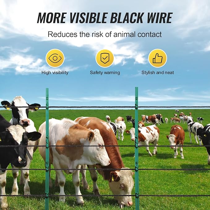 VEVOR Electric Fence Wire, 1000Ft 305M Portable Polywire, 1/4" Diameter 2 Copper Strands for Reliable Conductivity and Rust Resistance, Fencing Rope Line for Horse, Cattle, Livestock