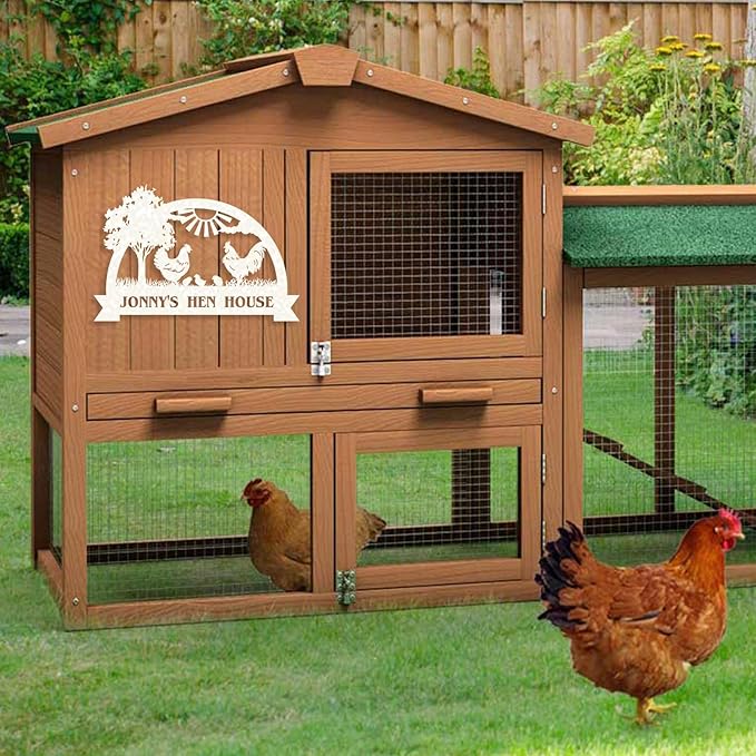 Personalized Chicken Coop Signs, Metal Funny Farm Decor, Chicken Coop Accessories, Metal Outdoor Wall Art, Custom Hen House Sign, Rustic Farmhouse Wall Decor for Farm Yard Garden Color05