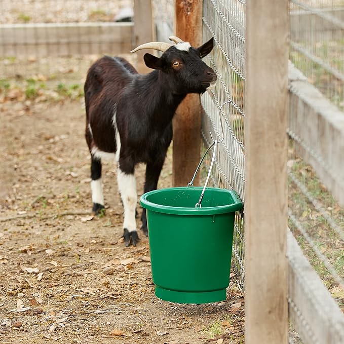 Farm Innovators FB-80 Heated Flat-Back Plastic Bucket, Hanging Water Bucket with Built-in Thermostat and 70W Cord, 3 Gallons