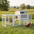 78" Wooden Chicken Coop with Nesting Box, Poultry Cage with Wheel Leak Proof Pull-on Tray and Asphalt Waterproof Roof, Hen House for Garden Backyard Farm