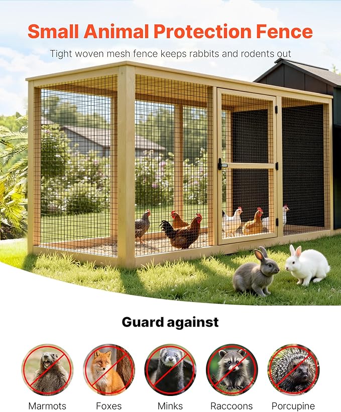 VEVOR Hardware Cloth 36 in x 25 ft, 2 x 3 in Mesh 16 Gauge Galvanized Wire Mesh Roll, Weather-Resistant Vinyl Coated Chicken Wire Fencing, Heavy Duty Welded Garden Plant Fencing for Rabbit Cage Snake