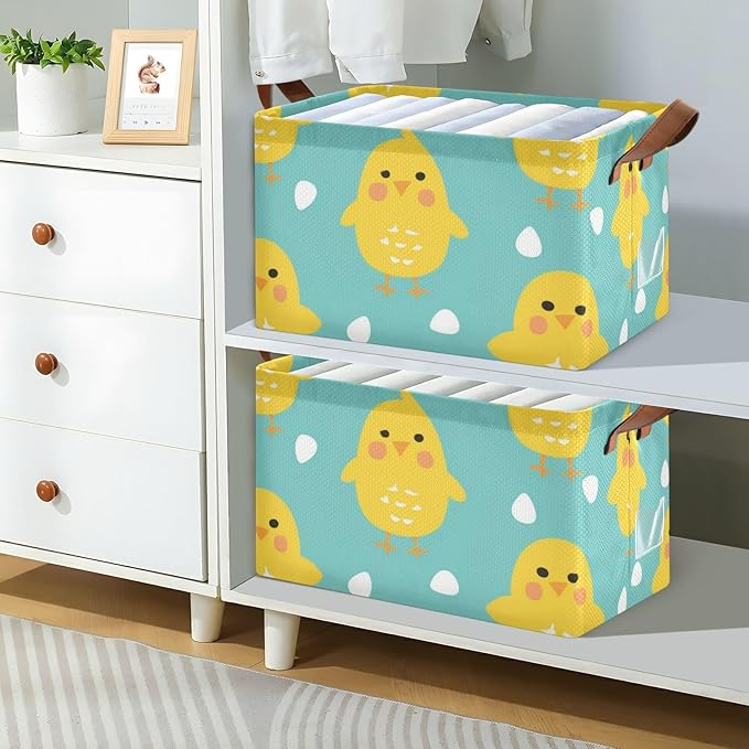 SUABO Storage Baskets for Shelves, Chickens Closet Organizers and Storage Bins with Handles, 1 Pack