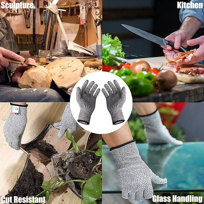 Safety Cut Resistant Gloves, Food Grade Level 5 Protection Kitchen Glove, Cut Proof Gloves for Mandolin Slicing 1 Pair